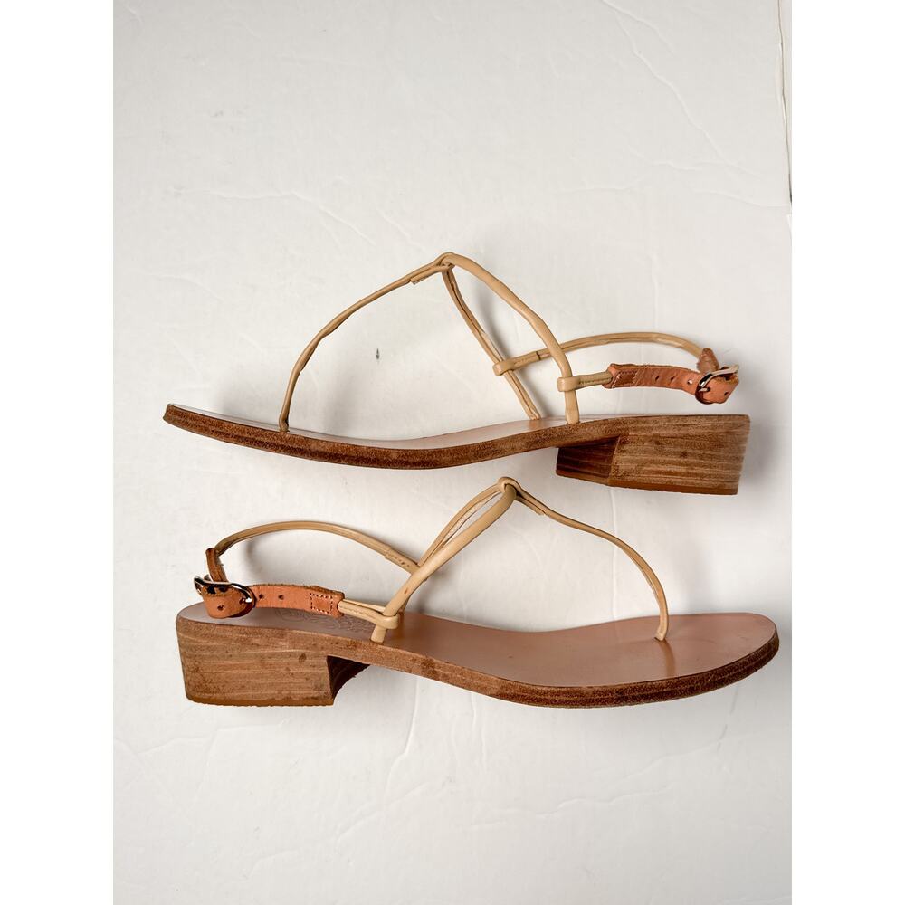 Ancient Greek Sandals Katerina Heel Sandal Tan Leather Strappy Sz 37 Greece - Picture 5 of 14